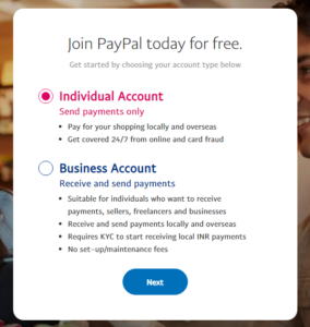 PayPal Account type