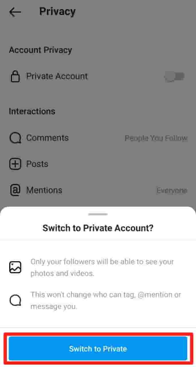 Instagram Account Private कैसे करे